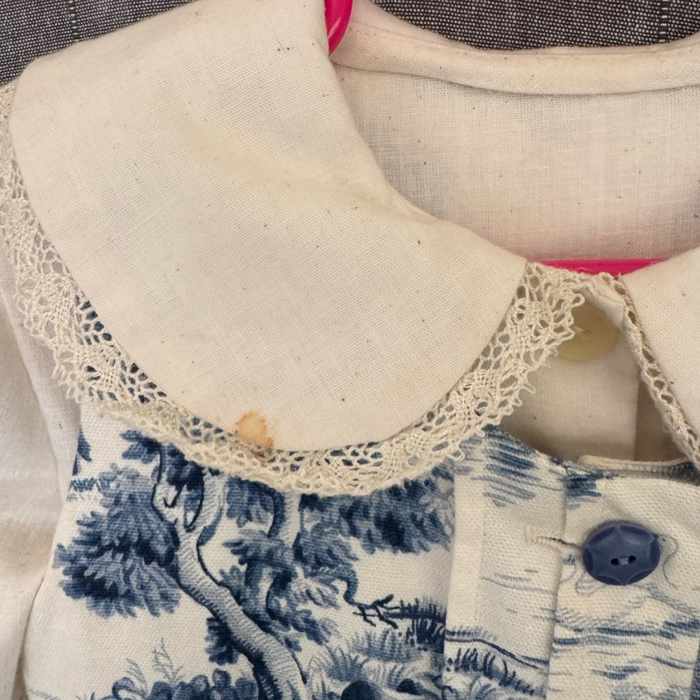 Vintage Girls Cotton 2 Piece Dress Pinafore Toile Spring Exceptional Quality - Picture 5 of 13